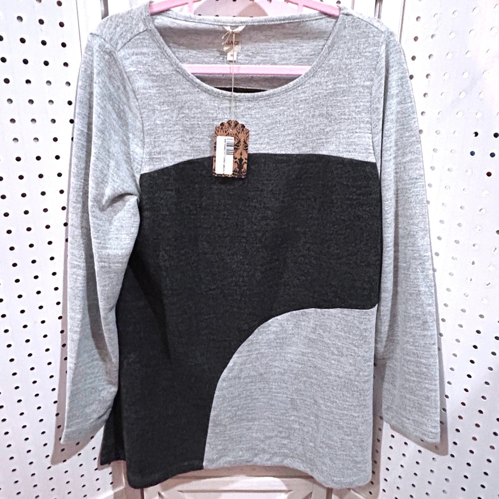 JAG Gray Color Block Long Sleeve Knit Top‎ Women's Medium